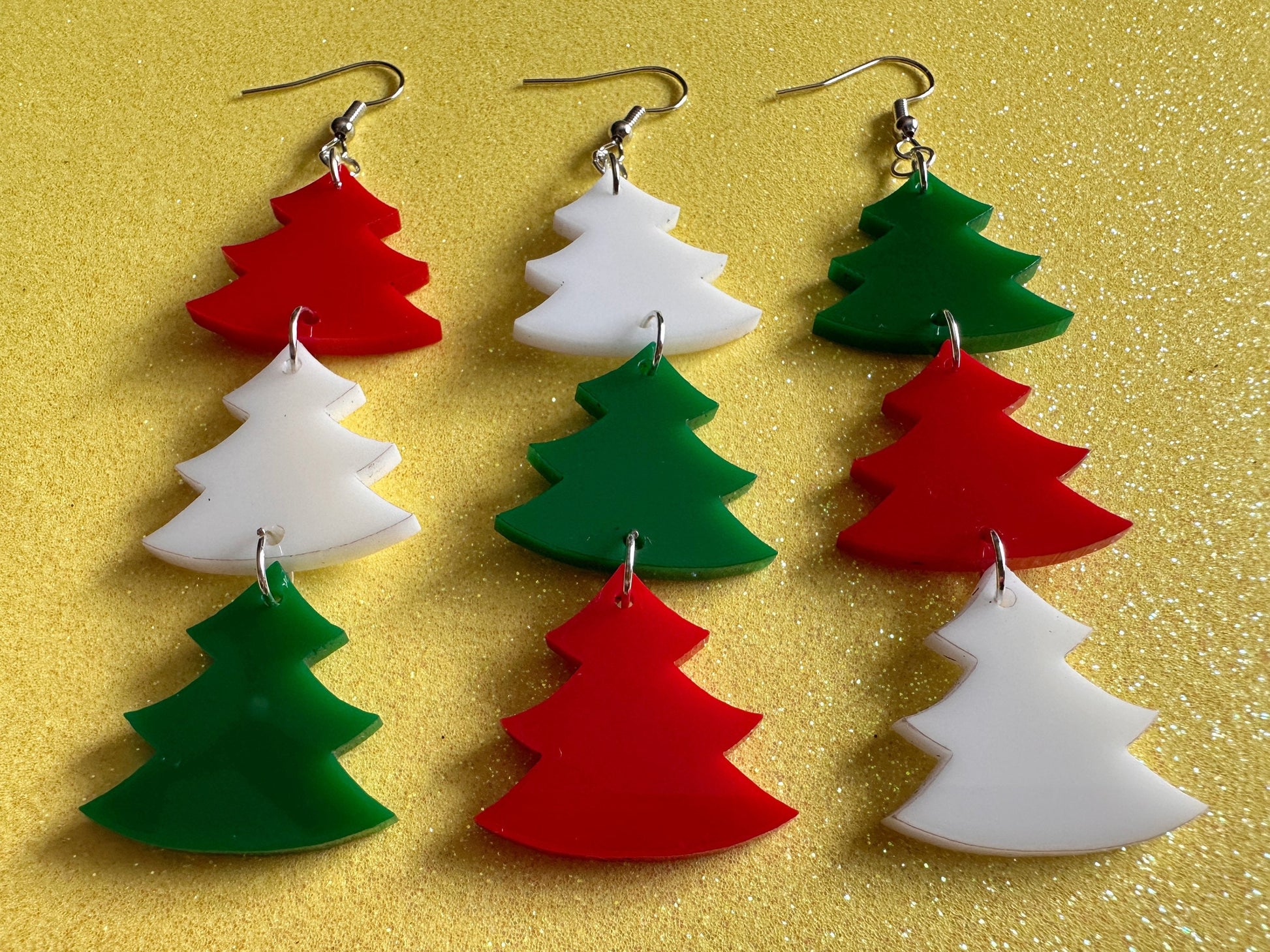 Laser Cut Acrylic Christmas Tree Earrings: Holiday Jewelry