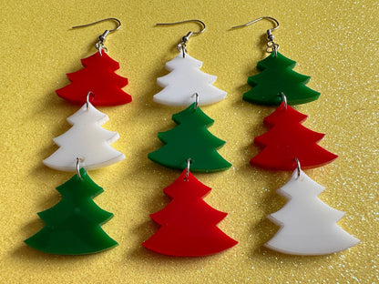 Laser Cut Acrylic Christmas Tree Earrings: Holiday Jewelry