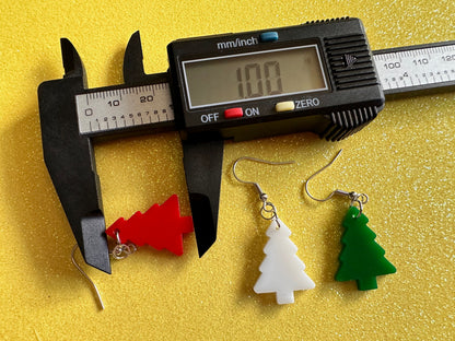 Laser Cut Acrylic Christmas Tree Earrings: Holiday Jewelry