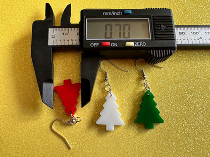 Laser Cut Acrylic Christmas Tree Earrings: Holiday Jewelry