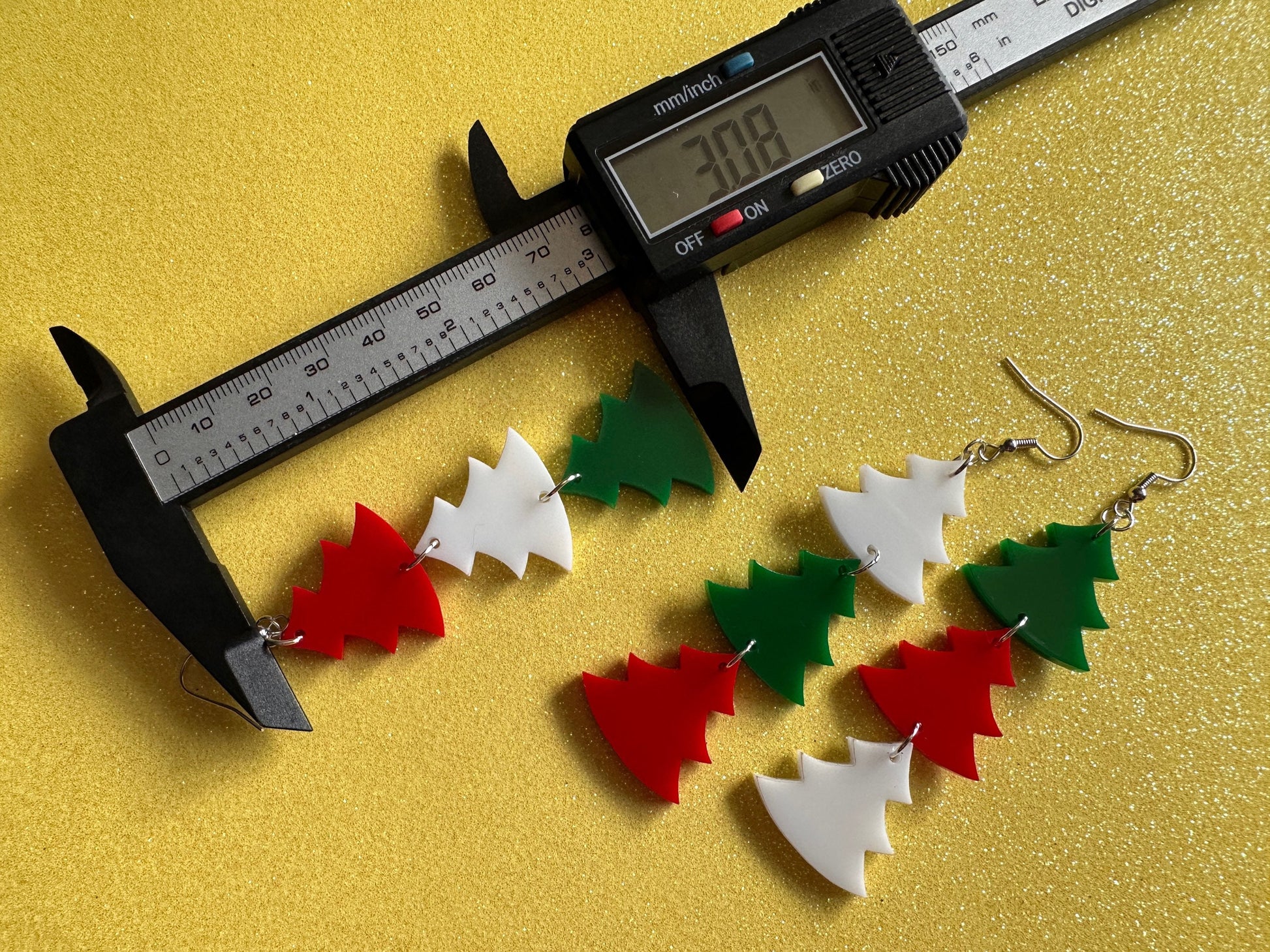 Laser Cut Acrylic Christmas Tree Earrings: Holiday Jewelry
