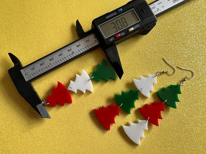 Laser Cut Acrylic Christmas Tree Earrings: Holiday Jewelry