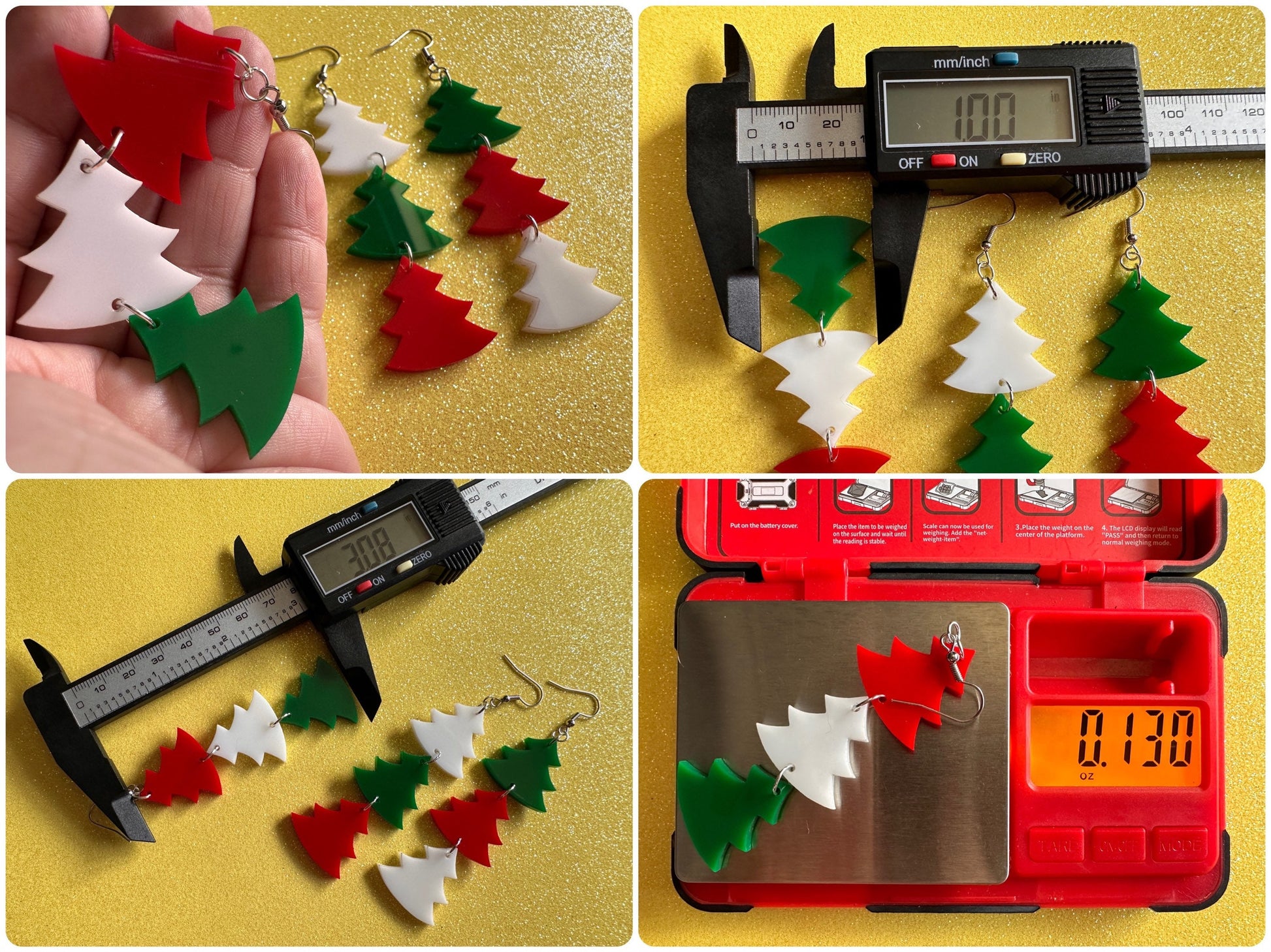 Laser Cut Acrylic Christmas Tree Earrings: Holiday Jewelry