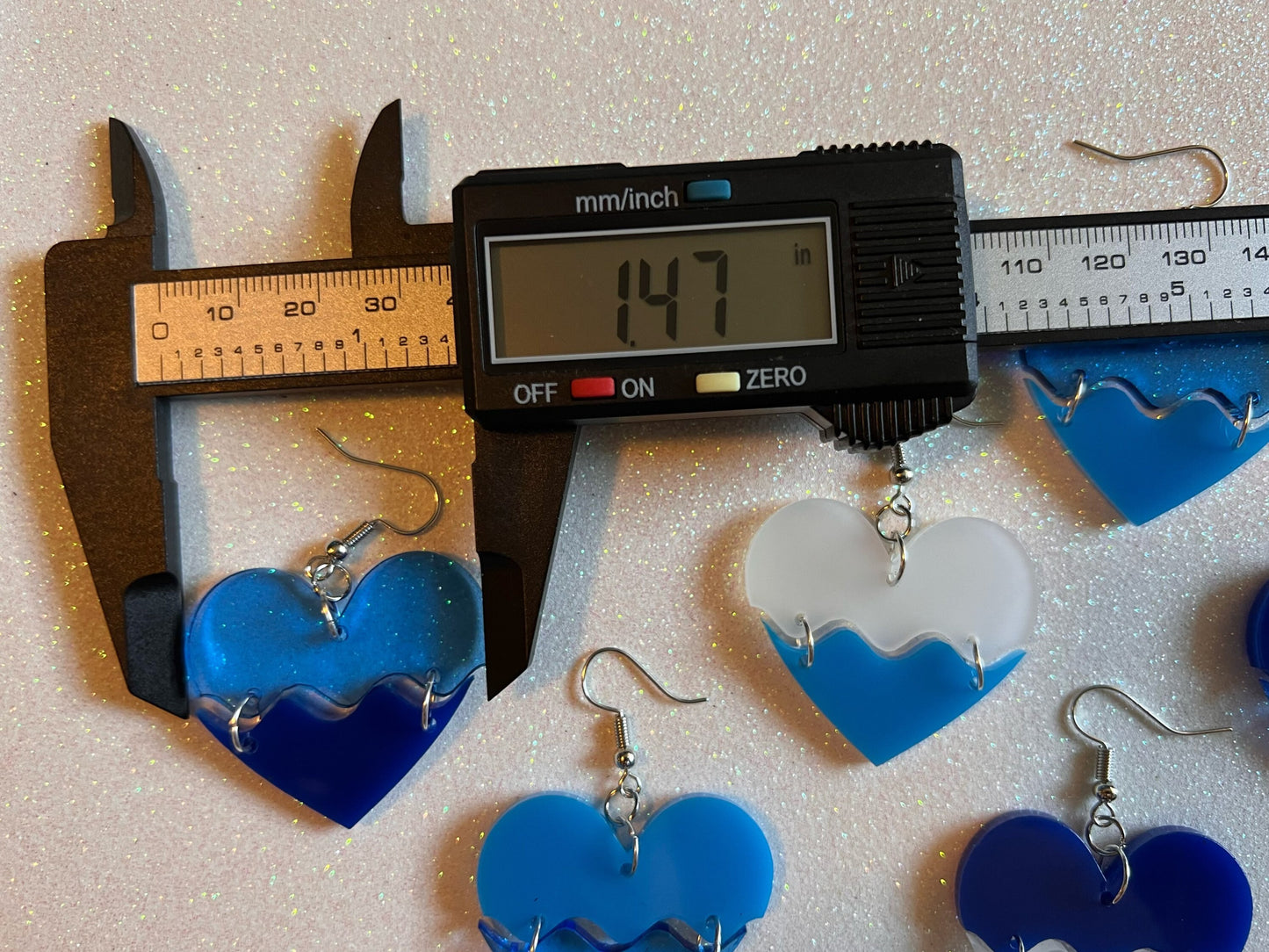 Laser Cut Acrylic Ocean Wave Heart Earrings