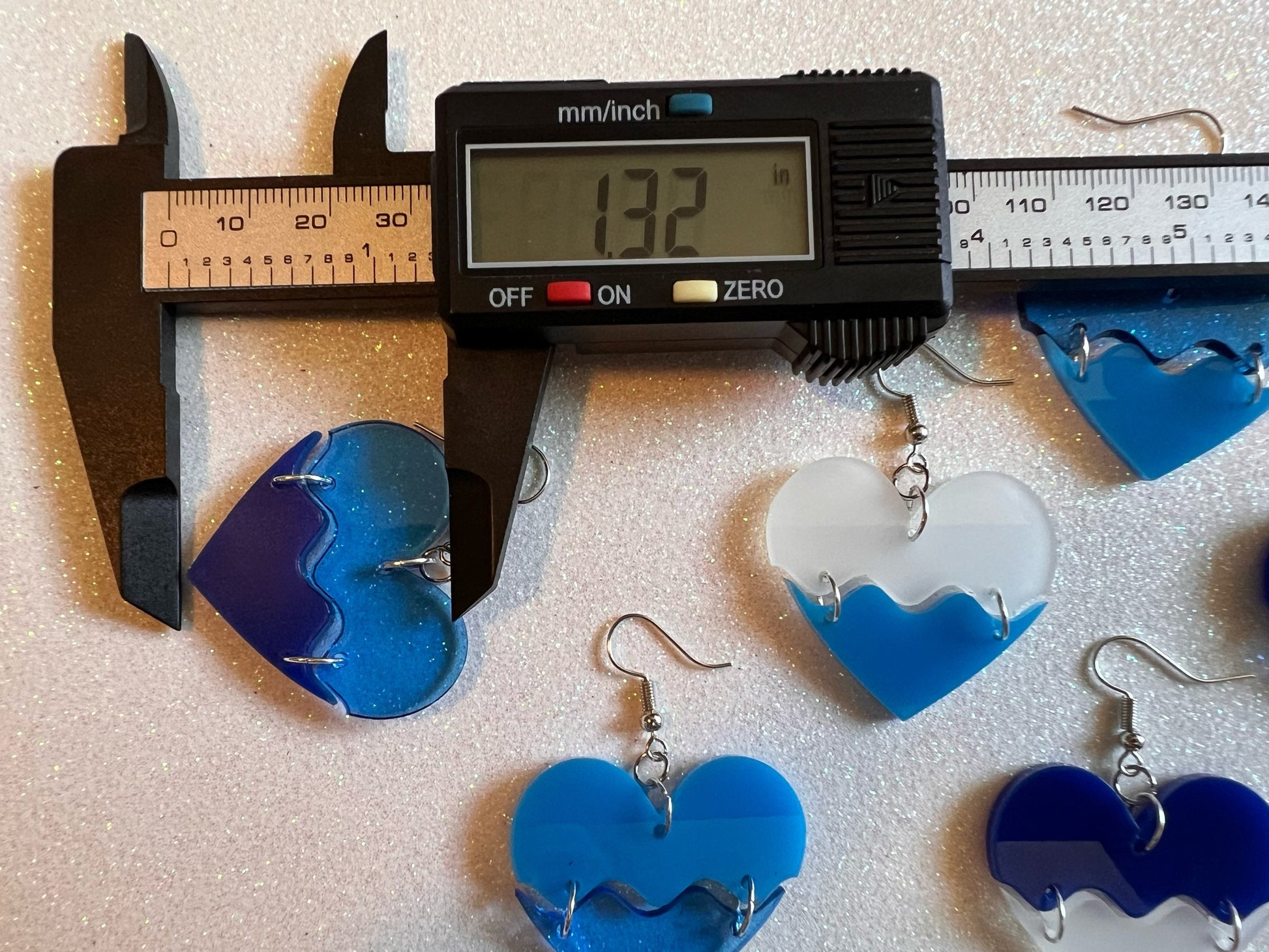 Laser Cut Acrylic Ocean Wave Heart Earrings