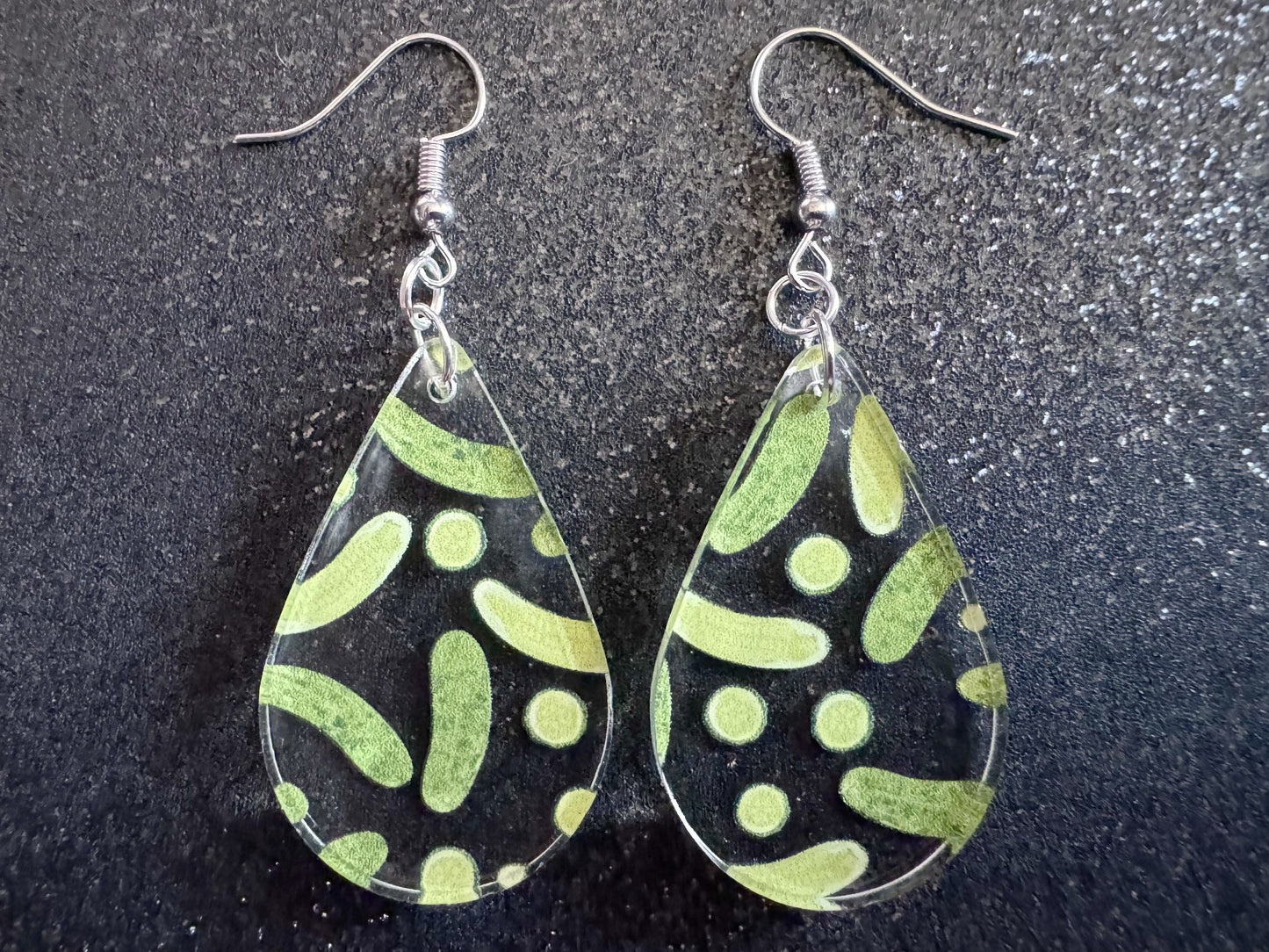 Laser Cut Acrylic Pickle Earrings: Quirky Food Jewelry
