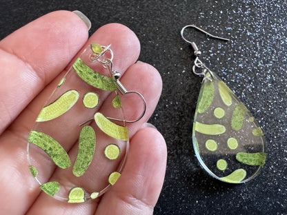 Laser Cut Acrylic Pickle Earrings: Quirky Food Jewelry