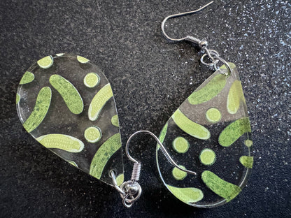 Laser Cut Acrylic Pickle Earrings: Quirky Food Jewelry