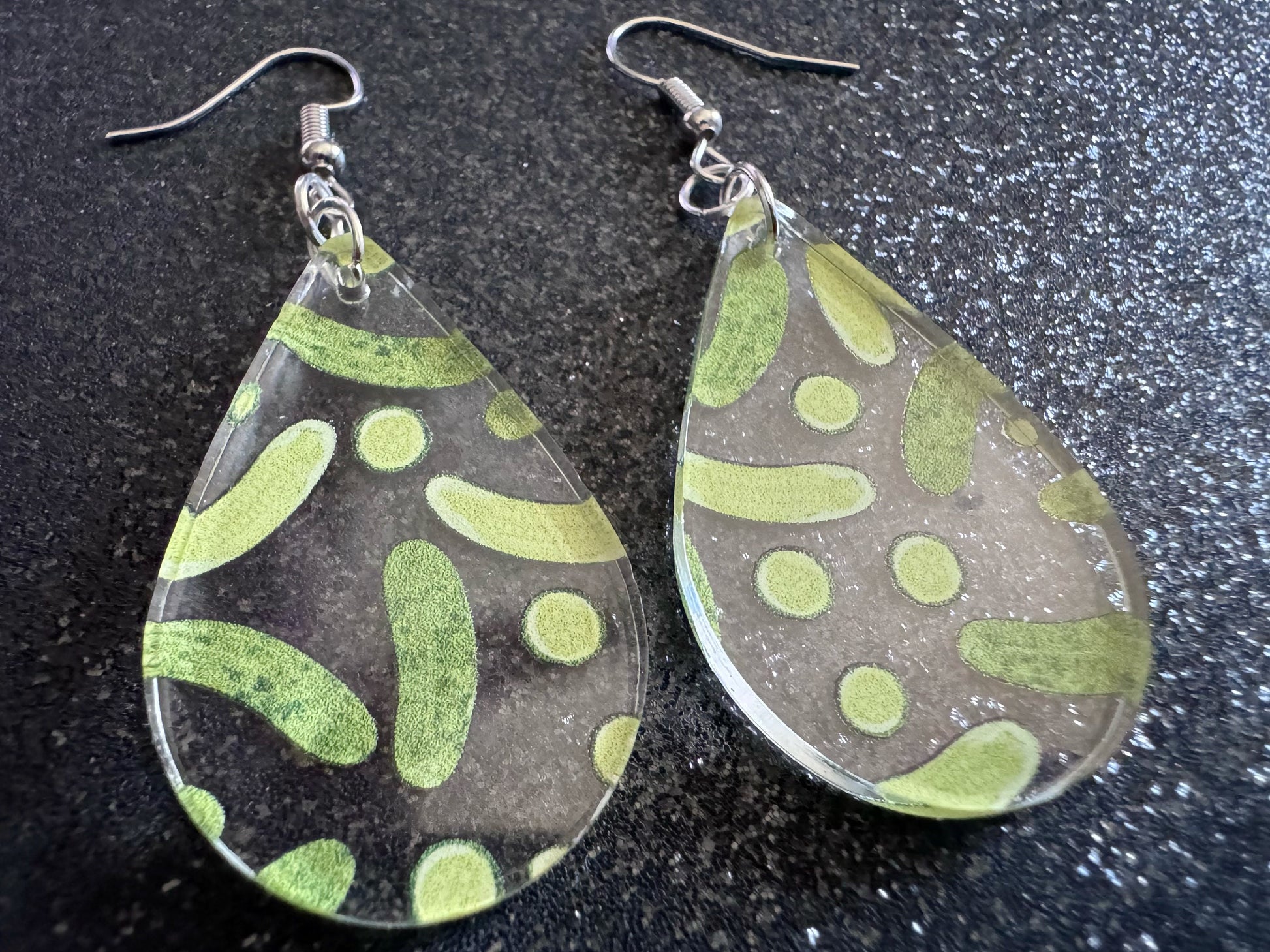 Laser Cut Acrylic Pickle Earrings: Quirky Food Jewelry