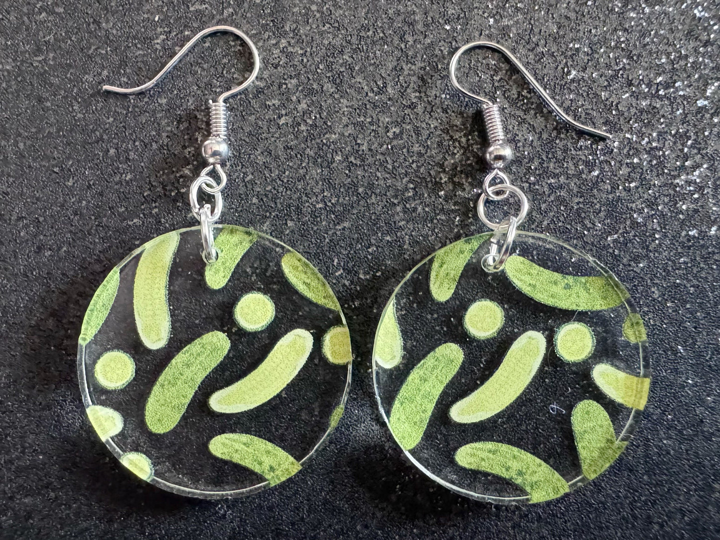 Laser Cut Pickle Earrings: Acrylic Food Jewelry