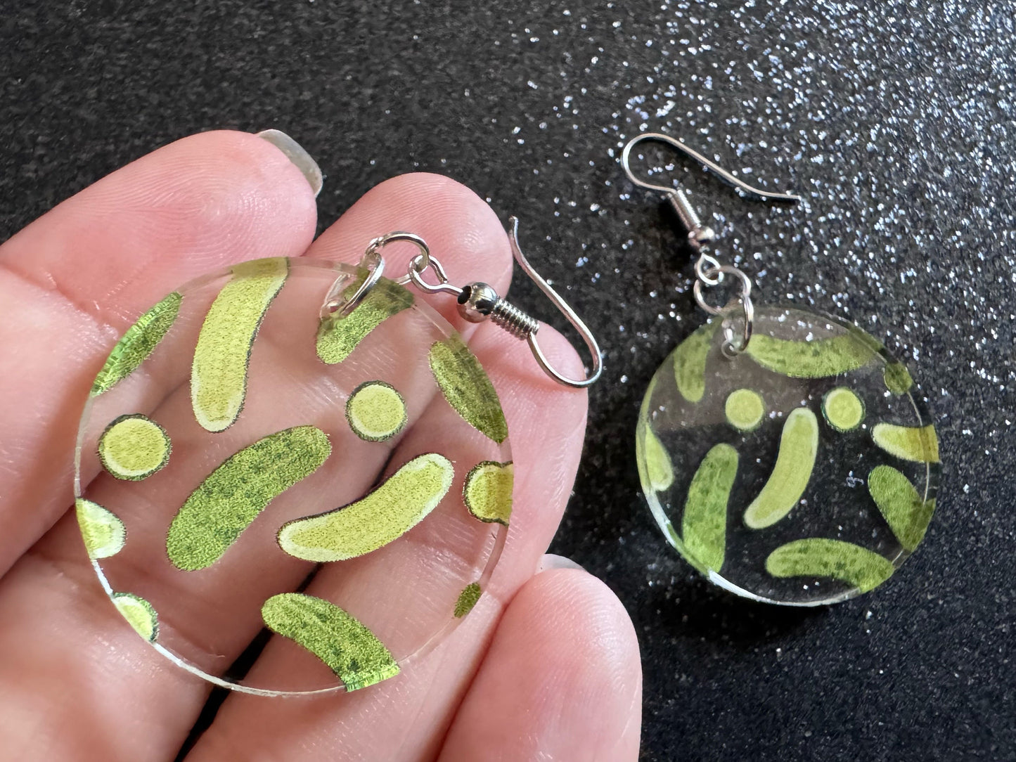 Laser Cut Pickle Earrings: Acrylic Food Jewelry