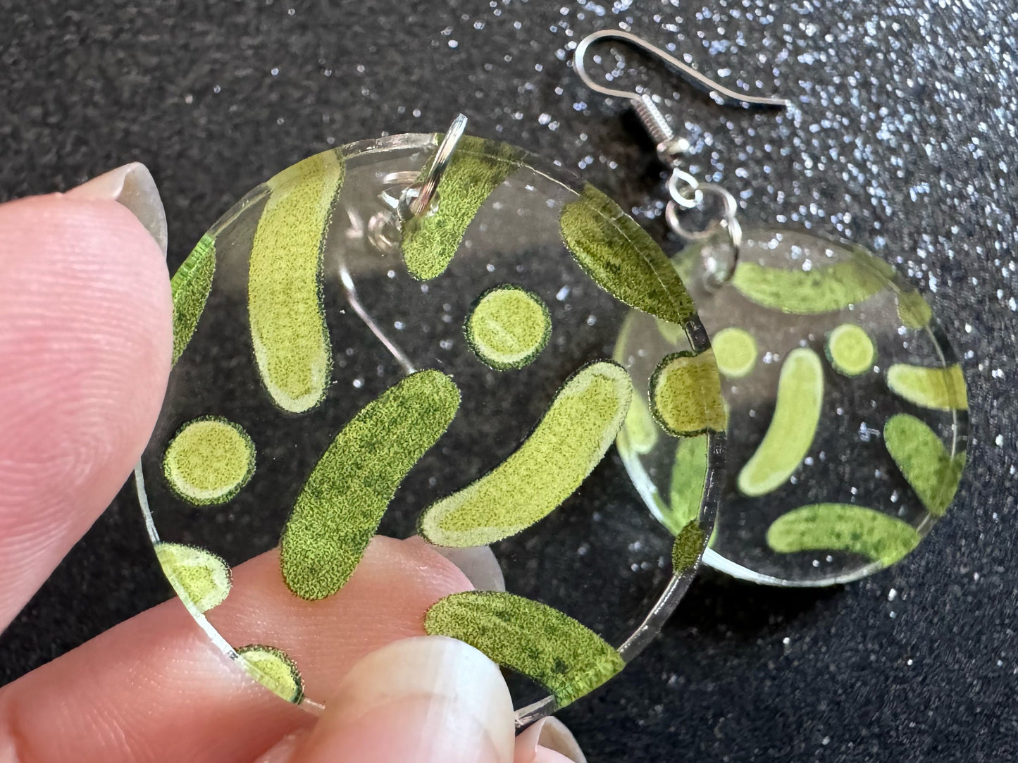 Laser Cut Pickle Earrings: Acrylic Food Jewelry