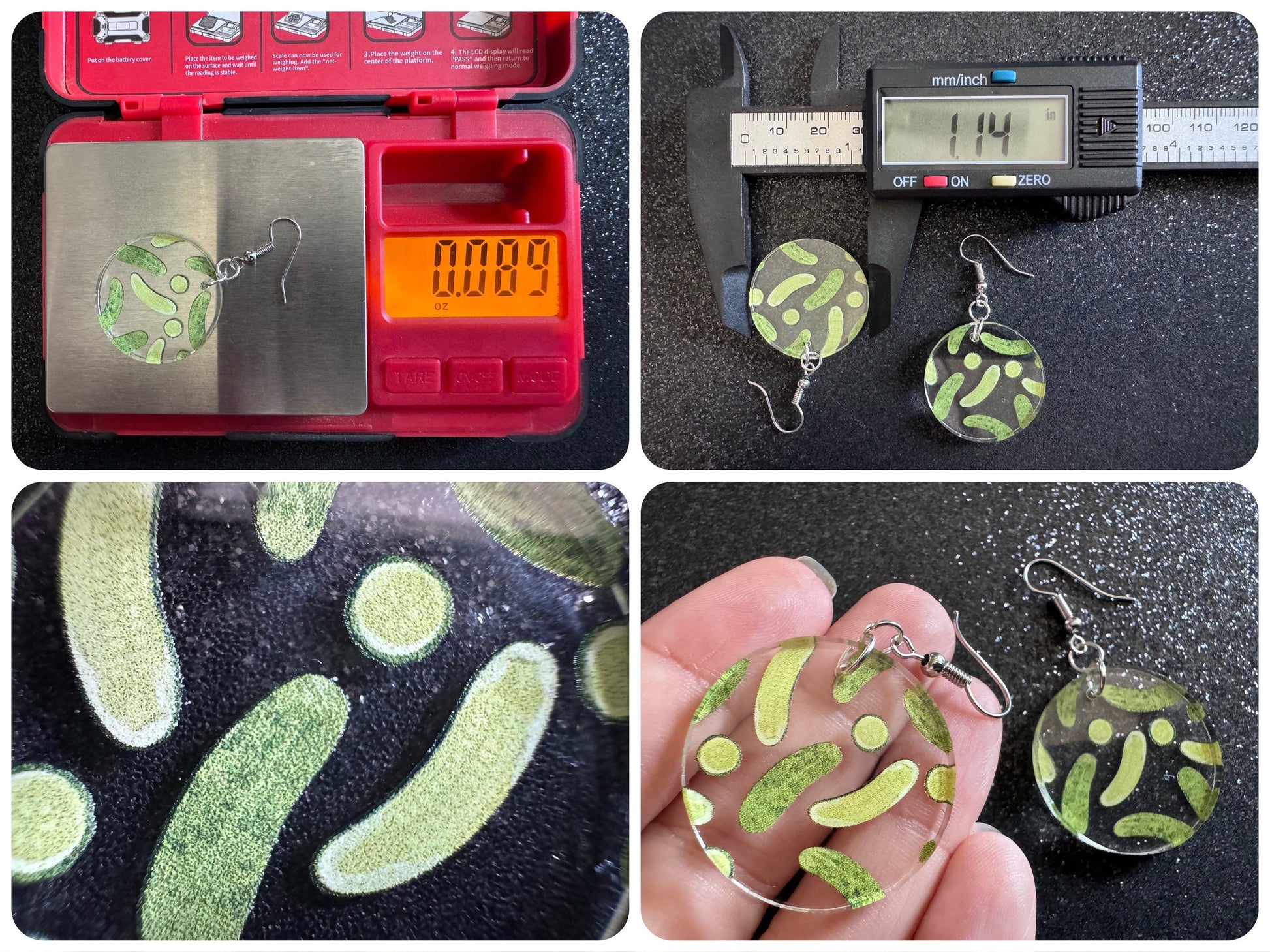 Laser Cut Pickle Earrings: Acrylic Food Jewelry