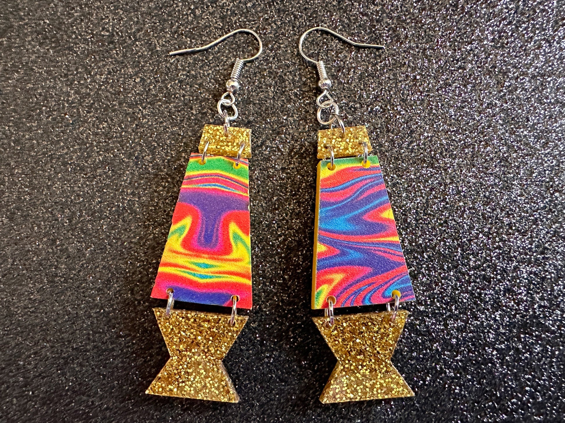 Lava Lamp Earrings: Laser Cut Acrylic Lava Lamps, Rainbow, Pop Culture, Colorful Retro Vibe, Glitter, Hippie, Best Gifts for Her/Him/Them