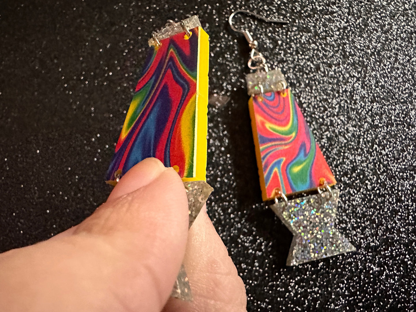 Lava Lamp Earrings: Laser Cut Acrylic Lava Lamps, Rainbow, Pop Culture, Colorful Retro Vibe, Glitter, Hippie, Best Gifts for Her/Him/Them