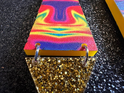 Lava Lamp Earrings: Laser Cut Acrylic Lava Lamps, Rainbow, Pop Culture, Colorful Retro Vibe, Glitter, Hippie, Best Gifts for Her/Him/Them