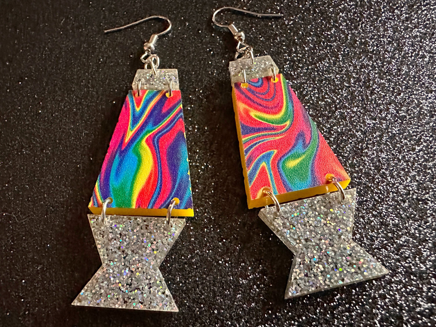 Lava Lamp Earrings: Laser Cut Acrylic Lava Lamps, Rainbow, Pop Culture, Colorful Retro Vibe, Glitter, Hippie, Best Gifts for Her/Him/Them