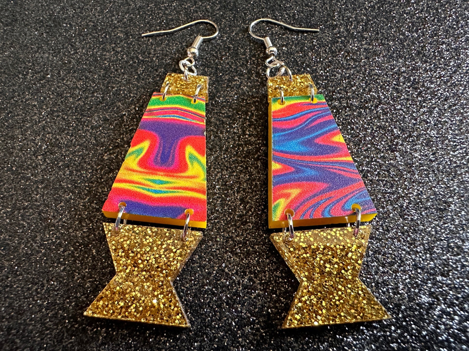 Lava Lamp Earrings: Laser Cut Acrylic Lava Lamps, Rainbow, Pop Culture, Colorful Retro Vibe, Glitter, Hippie, Best Gifts for Her/Him/Them