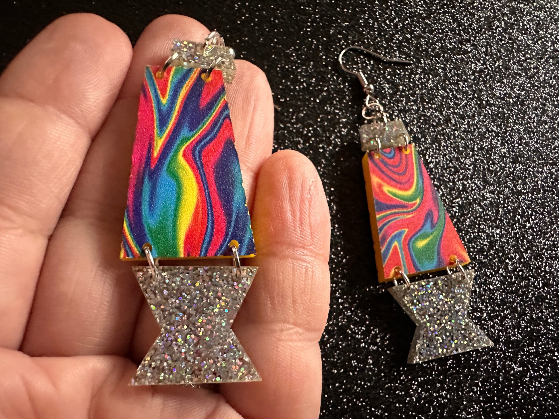 Lava Lamp Earrings: Laser Cut Acrylic Lava Lamps, Rainbow, Pop Culture, Colorful Retro Vibe, Glitter, Hippie, Best Gifts for Her/Him/Them