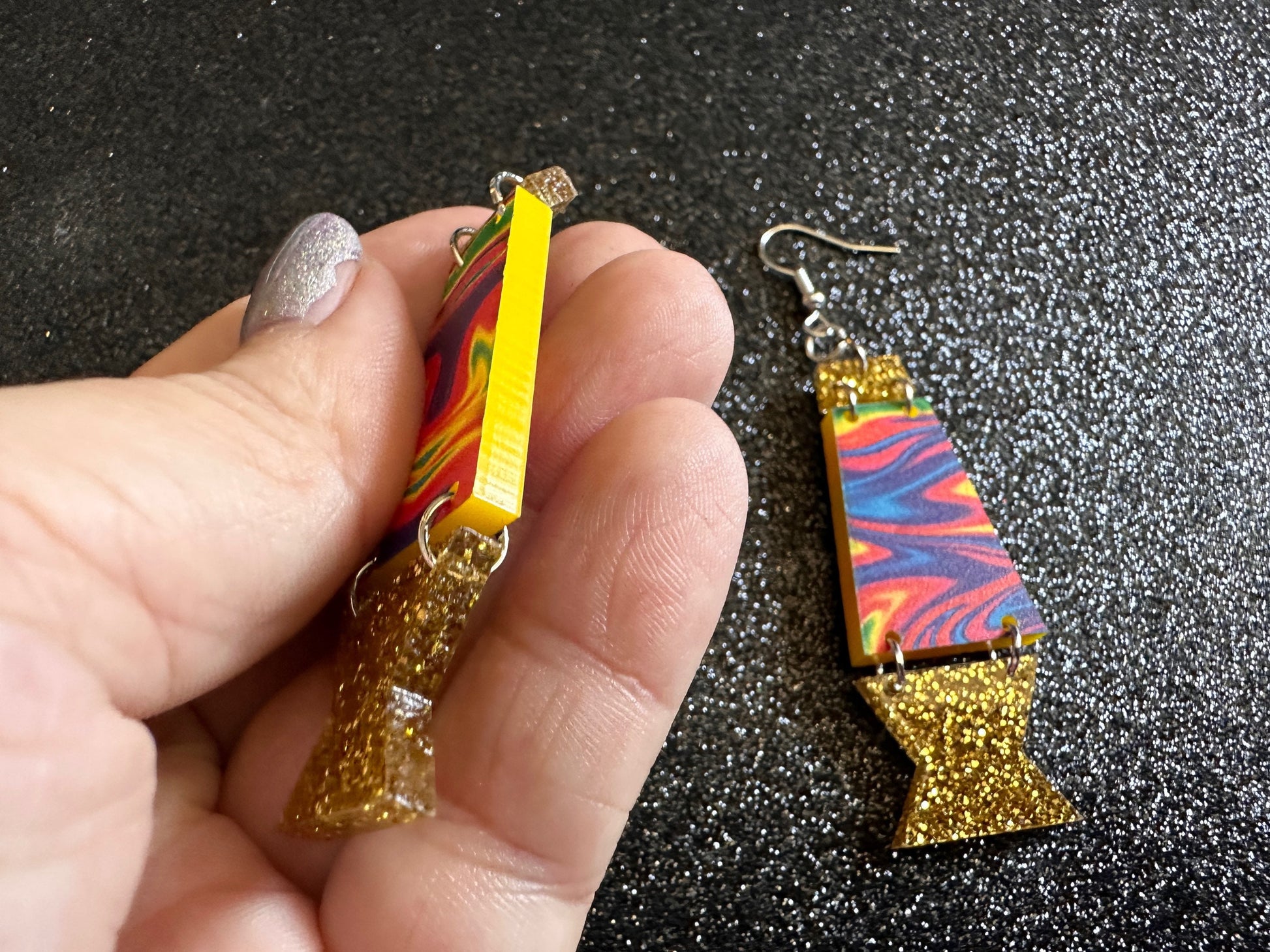 Lava Lamp Earrings: Laser Cut Acrylic Lava Lamps, Rainbow, Pop Culture, Colorful Retro Vibe, Glitter, Hippie, Best Gifts for Her/Him/Them