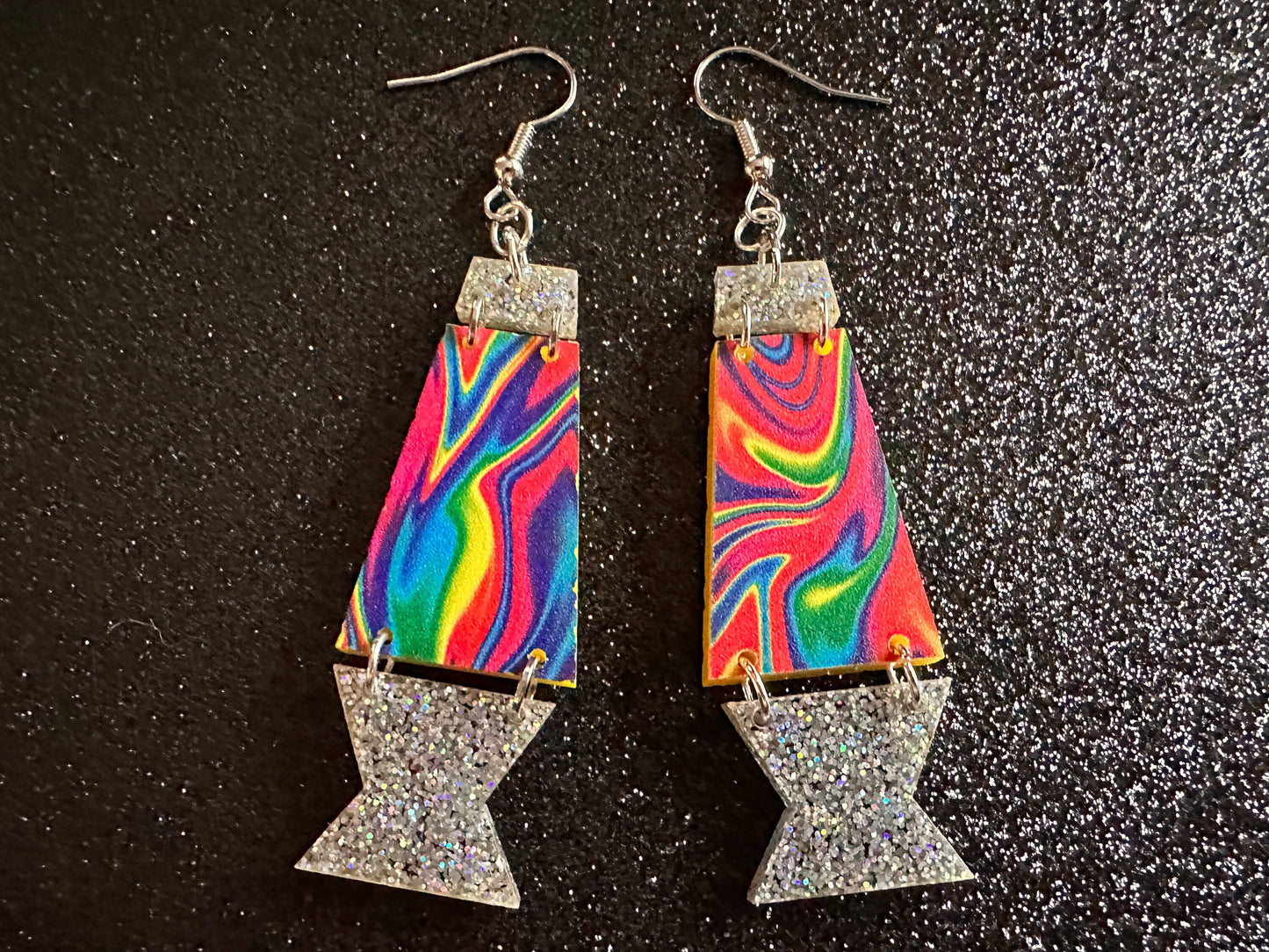 Lava Lamp Earrings: Laser Cut Acrylic Lava Lamps, Rainbow, Pop Culture, Colorful Retro Vibe, Glitter, Hippie, Best Gifts for Her/Him/Them