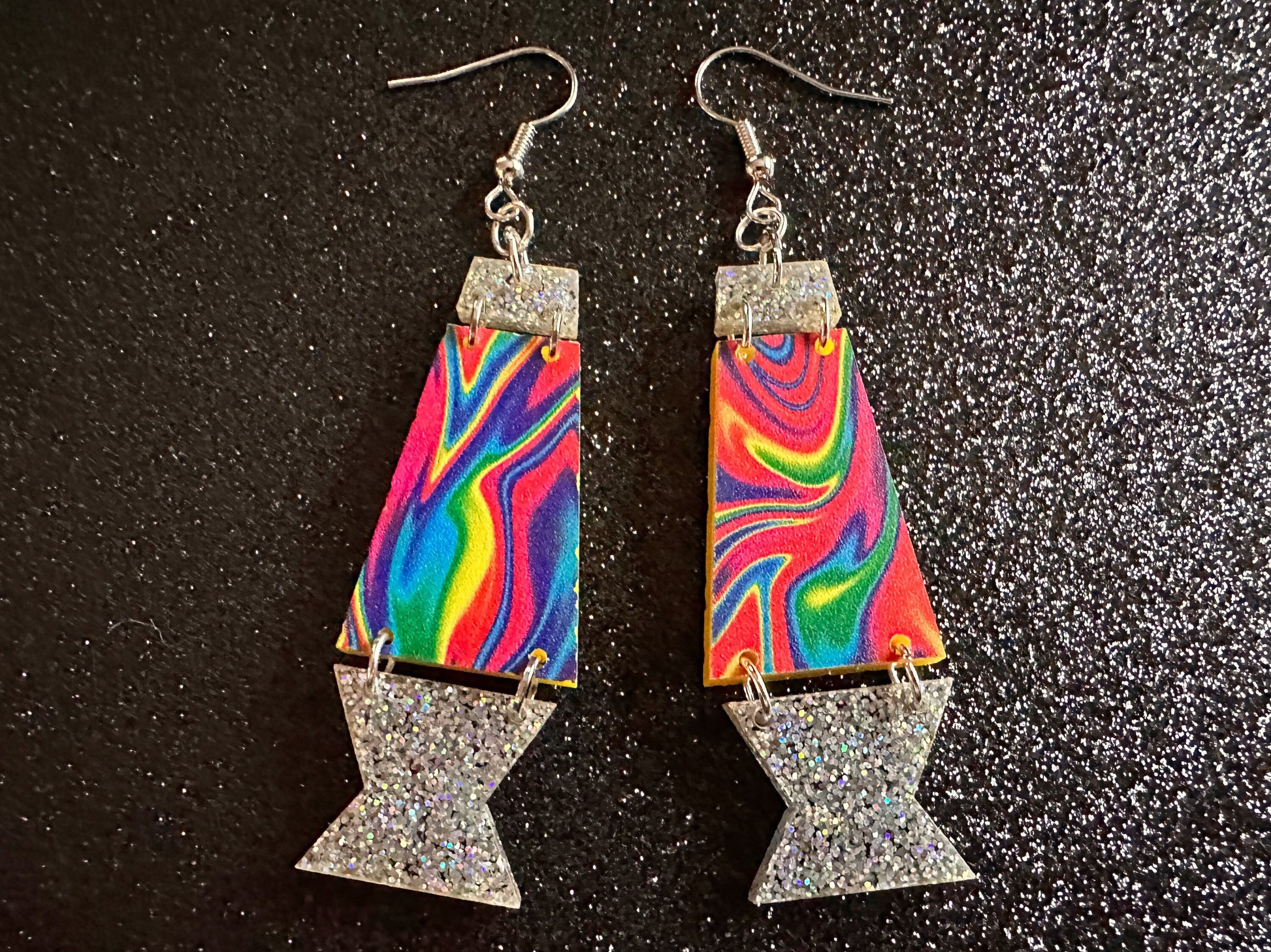 Lava Lamp Earrings: Laser Cut Acrylic Lava Lamps, Rainbow, Pop Culture, Colorful Retro Vibe, Glitter, Hippie, Best Gifts for Her/Him/Them