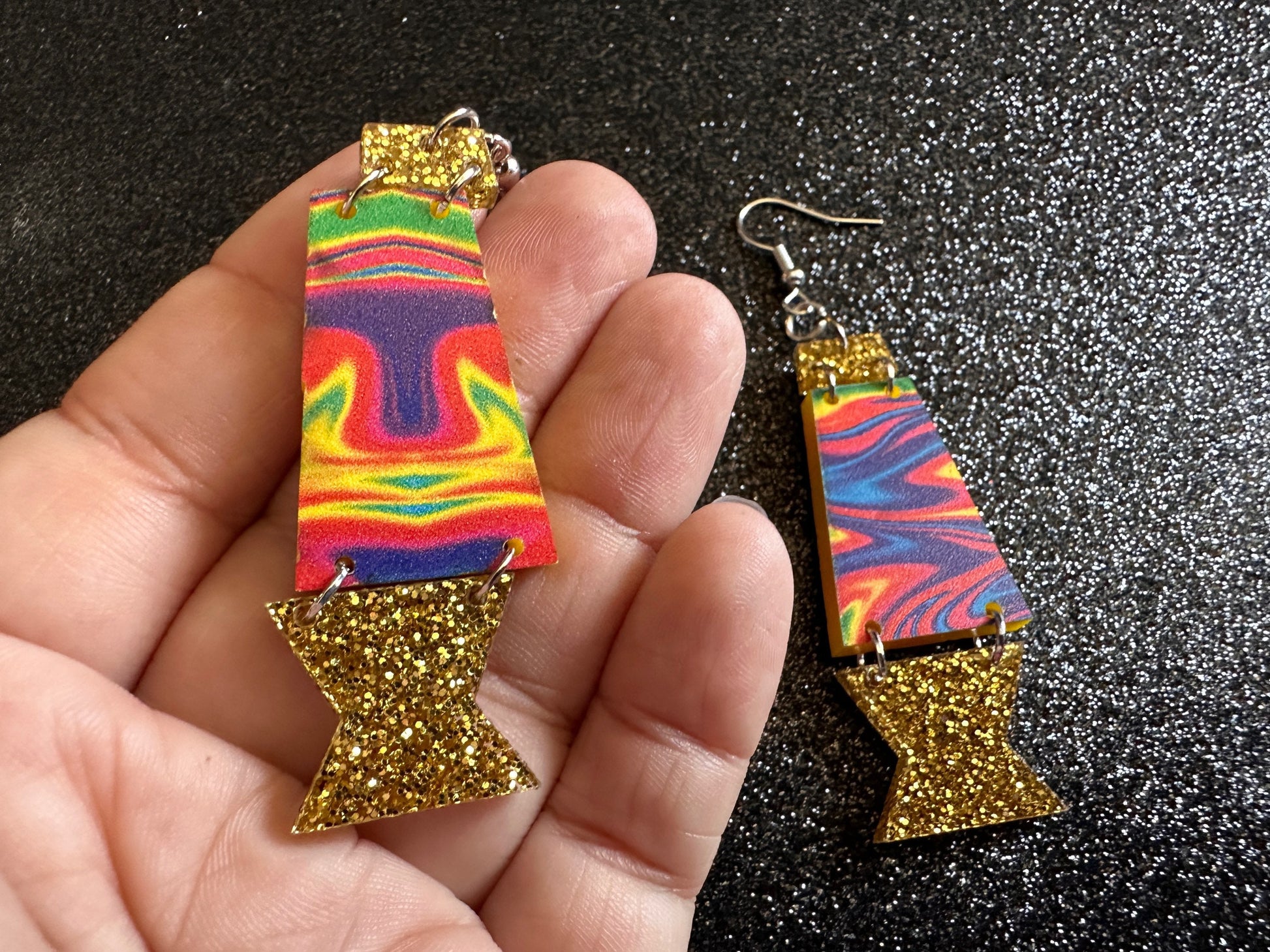 Lava Lamp Earrings: Laser Cut Acrylic Lava Lamps, Rainbow, Pop Culture, Colorful Retro Vibe, Glitter, Hippie, Best Gifts for Her/Him/Them