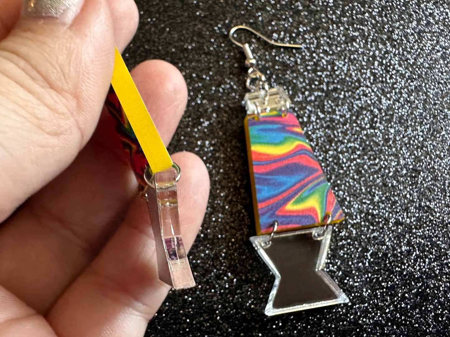 Lava Lamp Earrings: Laser Cut Acrylic Lava Lamps, Rainbow, Pop Culture, Colorful Retro Vibe, Mirror, Hippie, Best Gifts for Her/Him/Them
