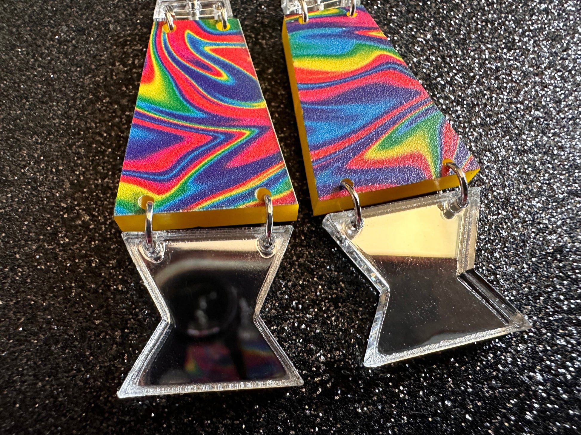 Lava Lamp Earrings: Laser Cut Acrylic Lava Lamps, Rainbow, Pop Culture, Colorful Retro Vibe, Mirror, Hippie, Best Gifts for Her/Him/Them