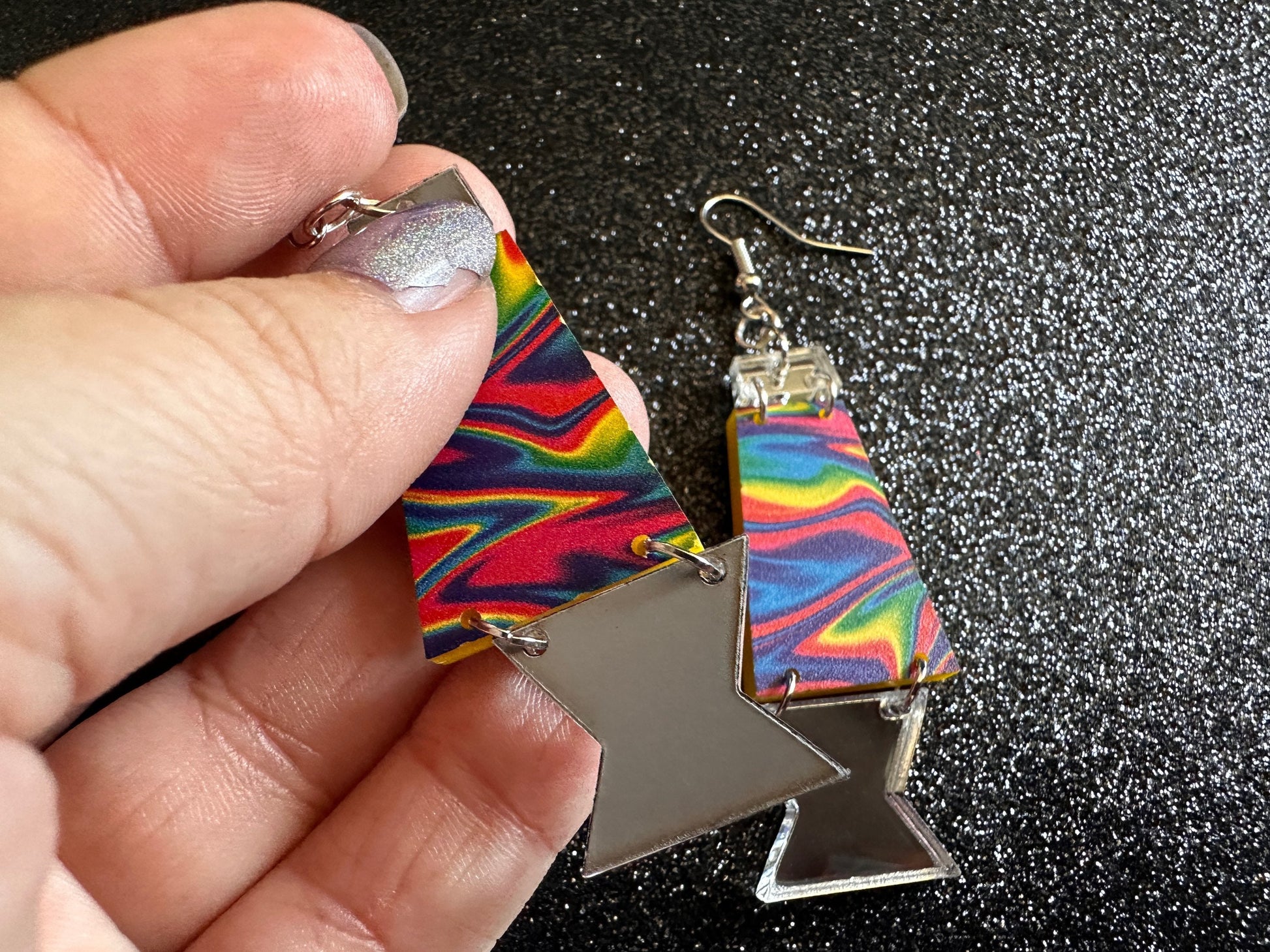 Lava Lamp Earrings: Laser Cut Acrylic Lava Lamps, Rainbow, Pop Culture, Colorful Retro Vibe, Mirror, Hippie, Best Gifts for Her/Him/Them