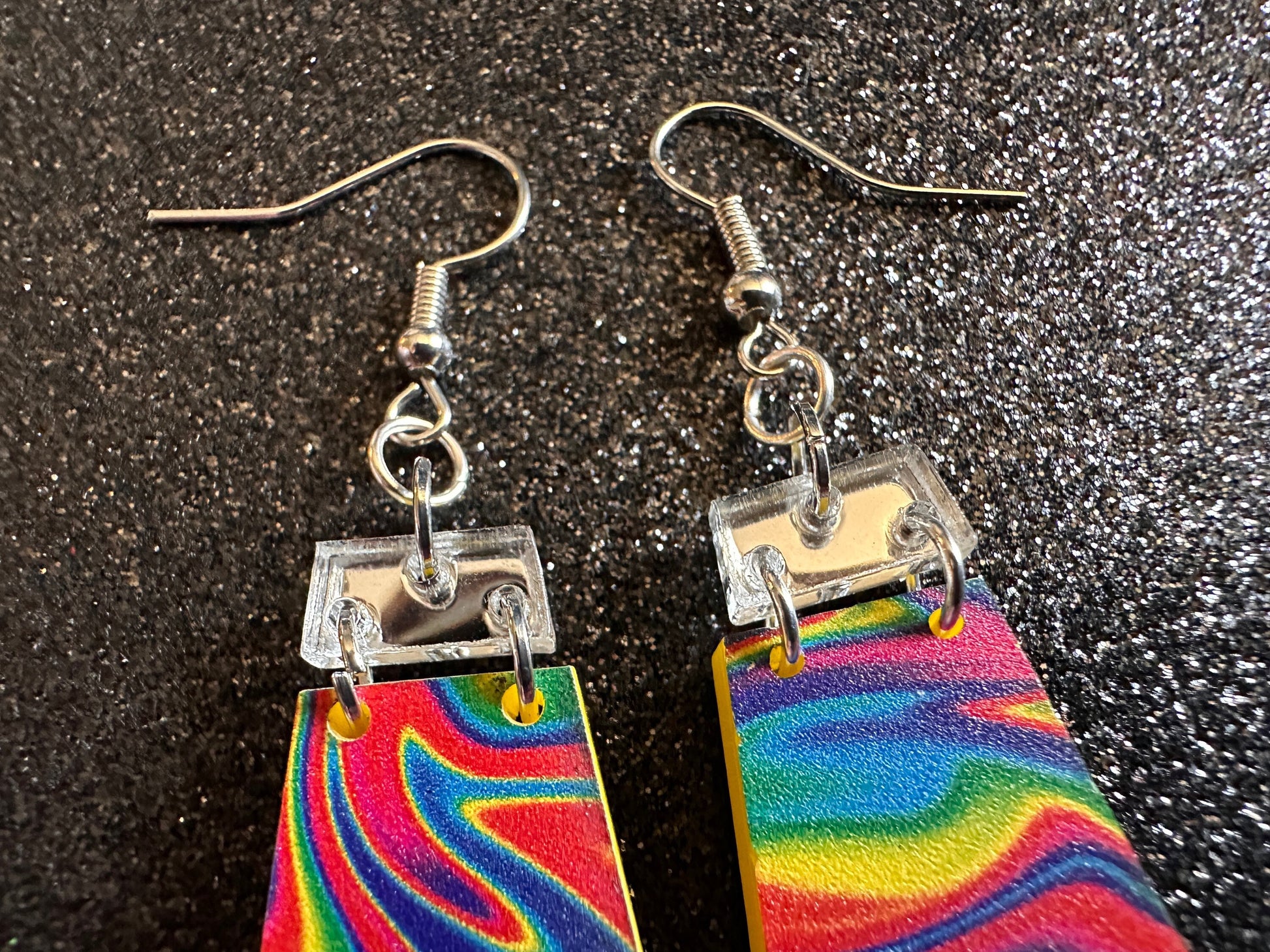 Lava Lamp Earrings: Laser Cut Acrylic Lava Lamps, Rainbow, Pop Culture, Colorful Retro Vibe, Mirror, Hippie, Best Gifts for Her/Him/Them