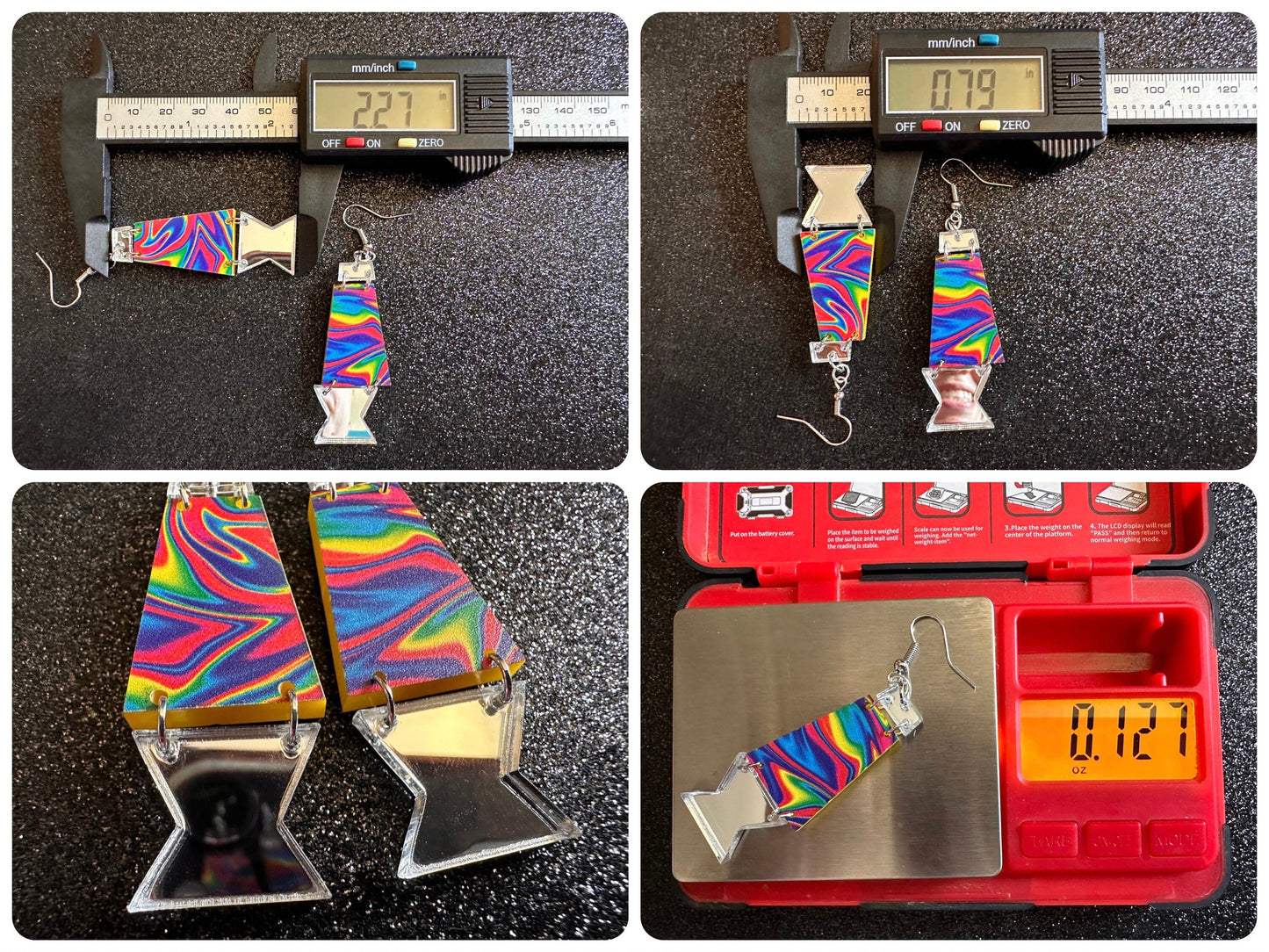 Lava Lamp Earrings: Laser Cut Acrylic Lava Lamps, Rainbow, Pop Culture, Colorful Retro Vibe, Mirror, Hippie, Best Gifts for Her/Him/Them