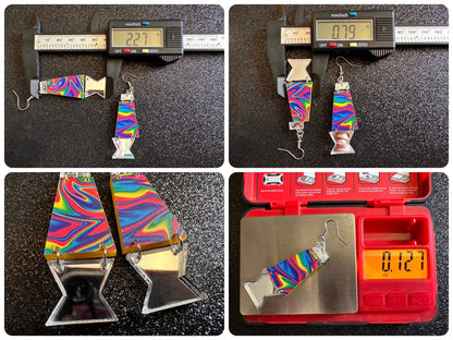Lava Lamp Earrings: Laser Cut Acrylic Lava Lamps, Rainbow, Pop Culture, Colorful Retro Vibe, Mirror, Hippie, Best Gifts for Her/Him/Them