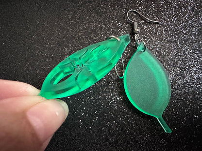 Leaf Ant Earrings: Laser Cut Acrylic Leaves, Tropical, Green Earrings, Bugs, Insects, Novelty, Plants, Best Gifts for Her/Him/Them