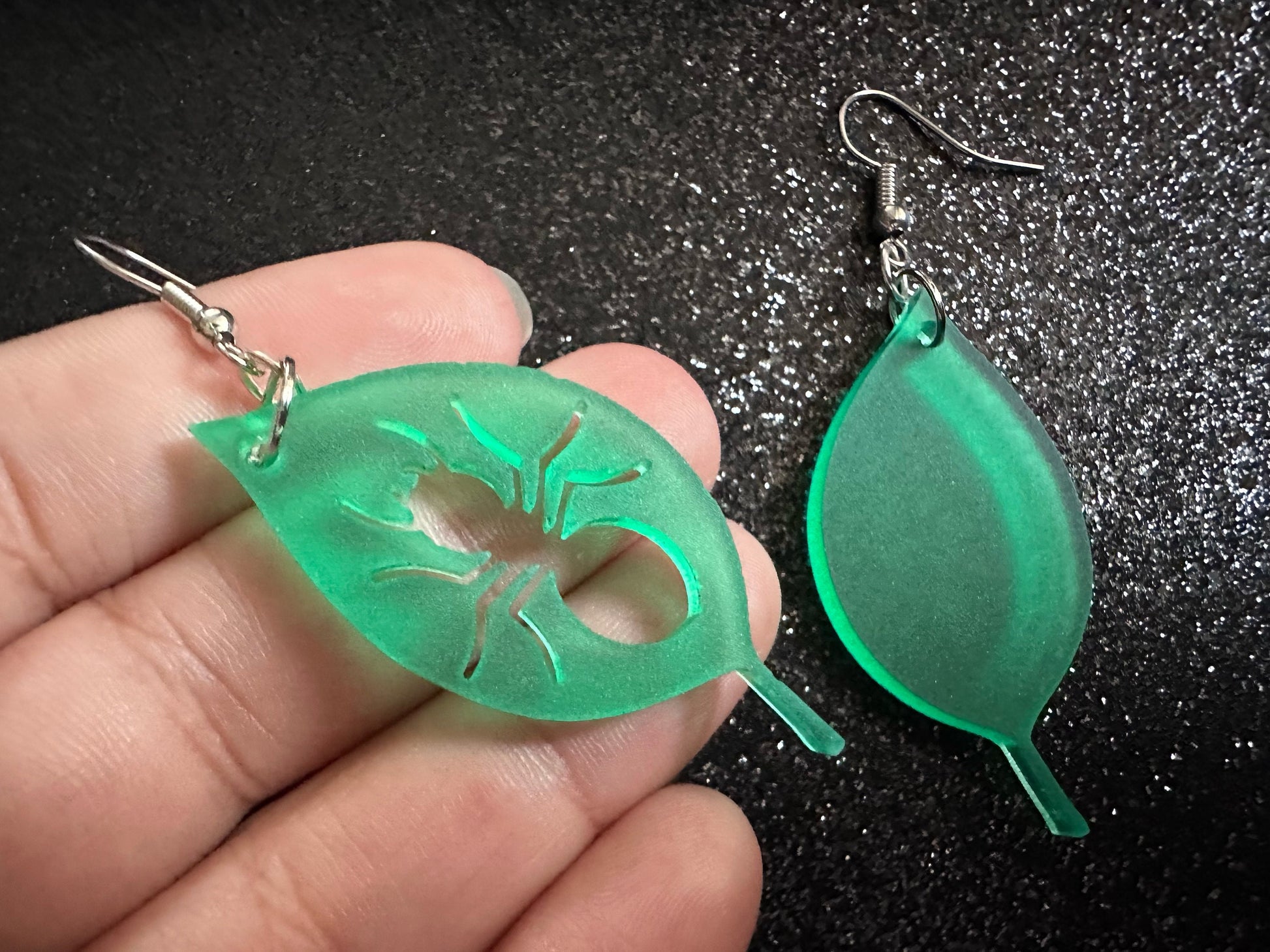 Leaf Ant Earrings: Laser Cut Acrylic Leaves, Tropical, Green Earrings, Bugs, Insects, Novelty, Plants, Best Gifts for Her/Him/Them