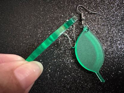 Leaf Ant Earrings: Laser Cut Acrylic Leaves, Tropical, Green Earrings, Bugs, Insects, Novelty, Plants, Best Gifts for Her/Him/Them