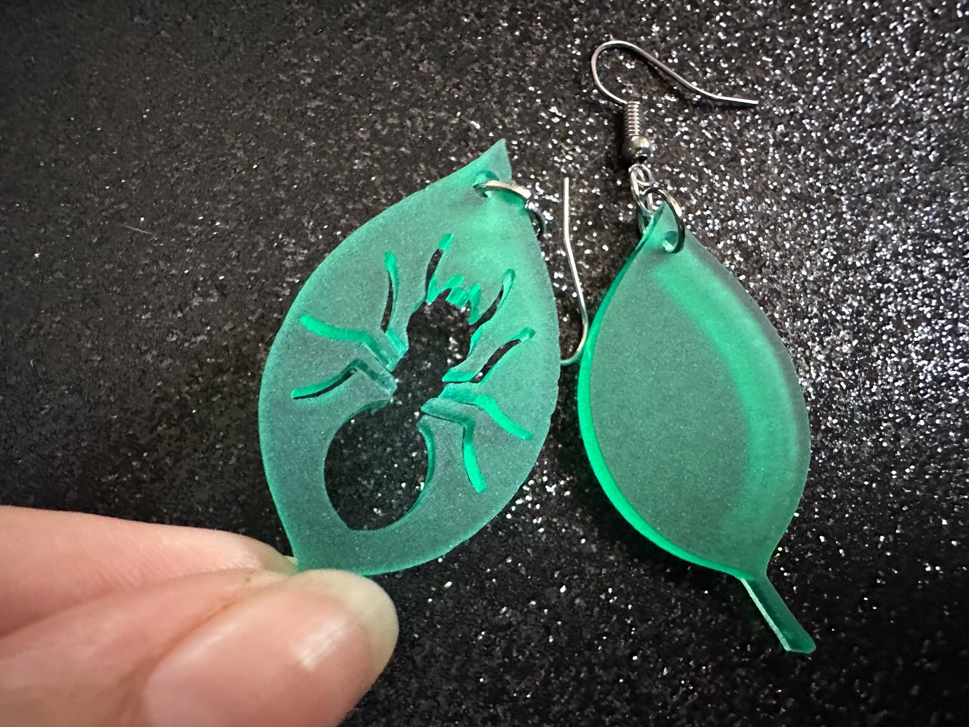 Leaf Ant Earrings: Laser Cut Acrylic Leaves, Tropical, Green Earrings, Bugs, Insects, Novelty, Plants, Best Gifts for Her/Him/Them