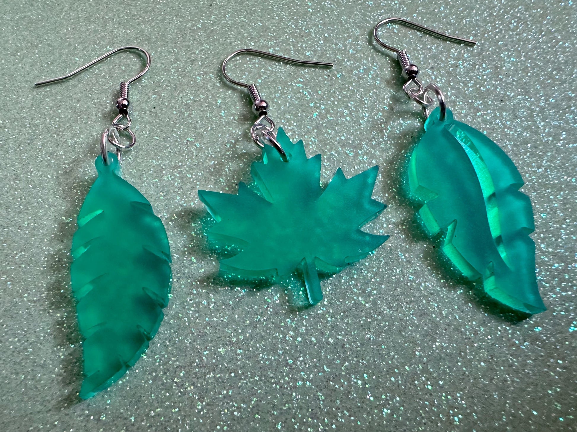 Leaf Earrings: Laser Cut Acrylic Leaves, Fall Leaves, Autumn Foliage, Green Earrings, Maple Leaf, Plants, Best Gifts for Her/Him/Them