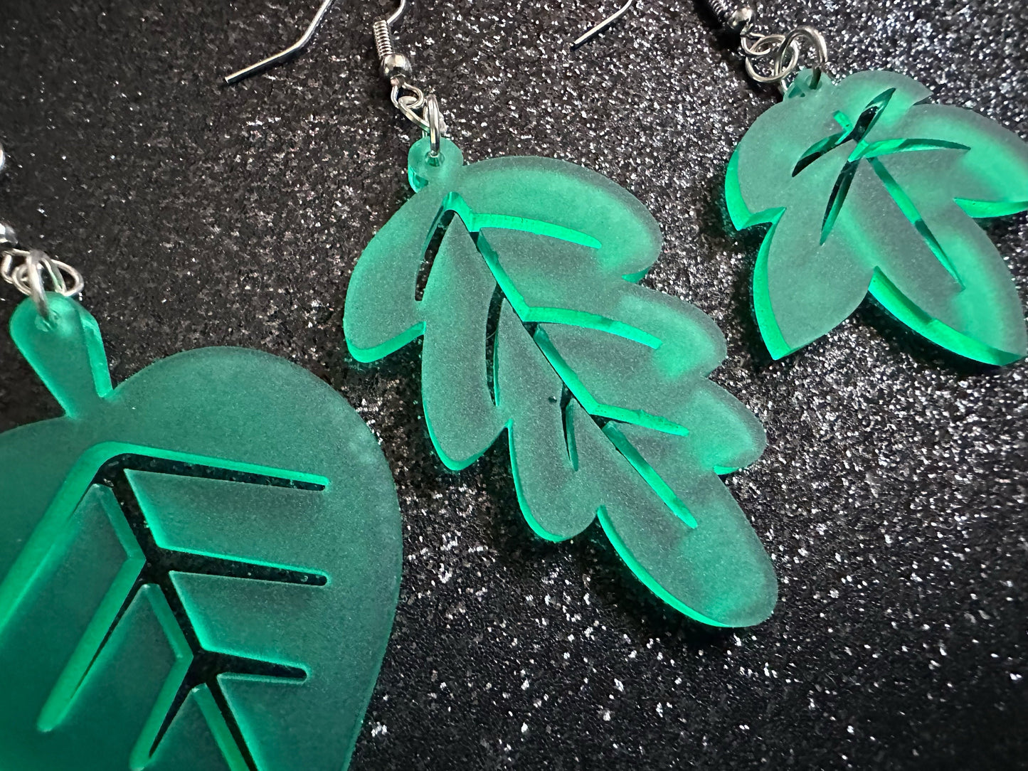 Leaf Earrings: Laser Cut Acrylic Leaves, Fall Leaves, Autumn Foliage, Green Earrings, Maple Leaf, Plants, Best Gifts for Her/Him/Them