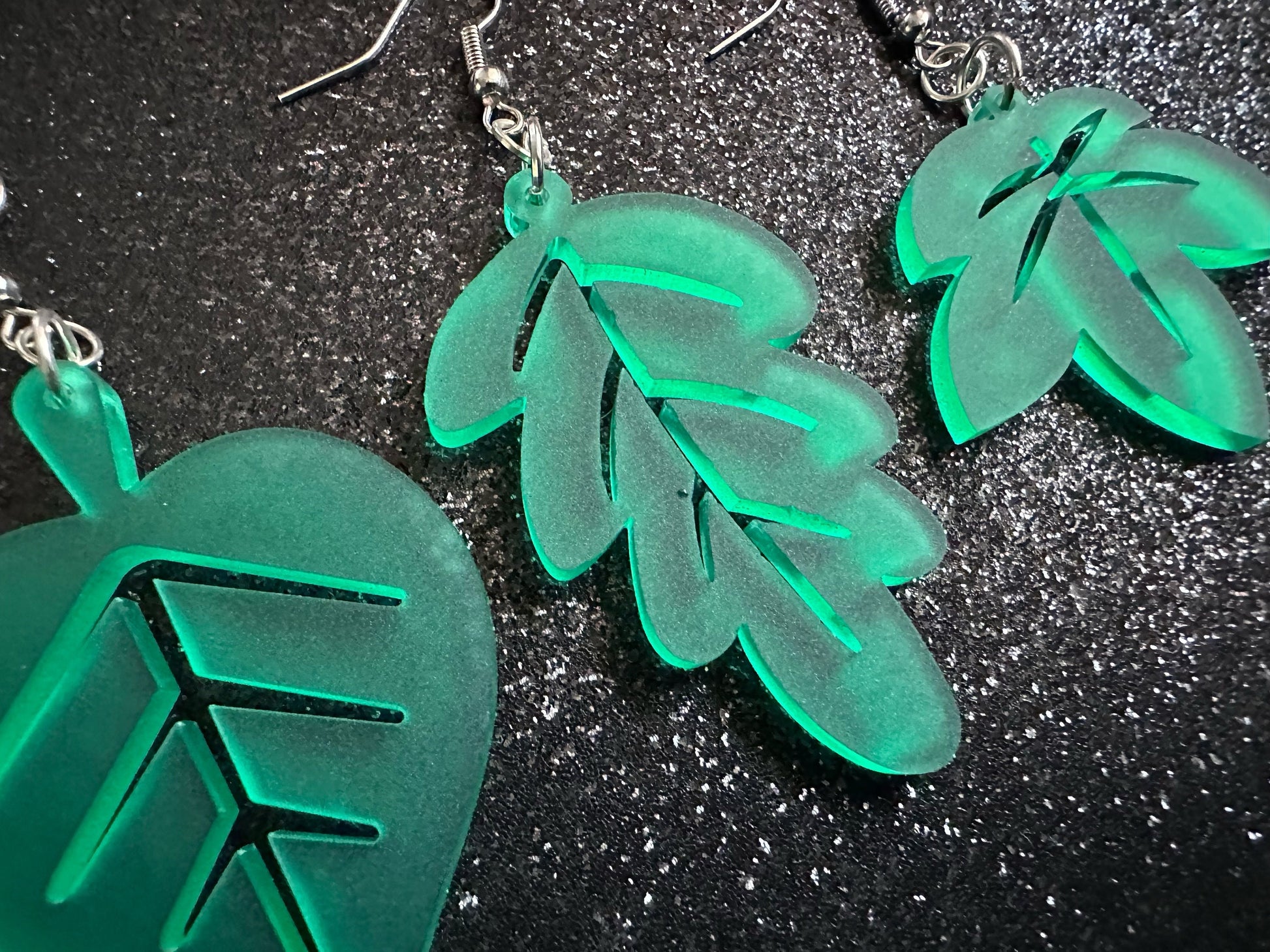 Leaf Earrings: Laser Cut Acrylic Leaves, Fall Leaves, Autumn Foliage, Green Earrings, Maple Leaf, Plants, Best Gifts for Her/Him/Them