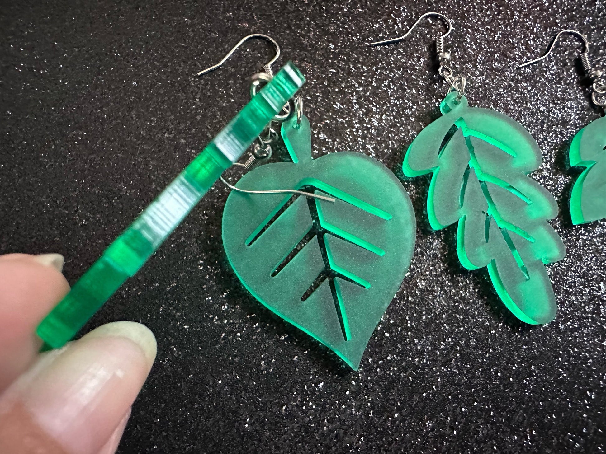 Leaf Earrings: Laser Cut Acrylic Leaves, Fall Leaves, Autumn Foliage, Green Earrings, Maple Leaf, Plants, Best Gifts for Her/Him/Them