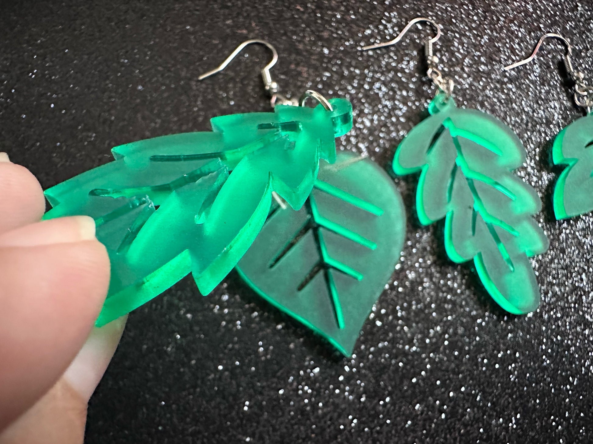 Leaf Earrings: Laser Cut Acrylic Leaves, Fall Leaves, Autumn Foliage, Green Earrings, Maple Leaf, Plants, Best Gifts for Her/Him/Them