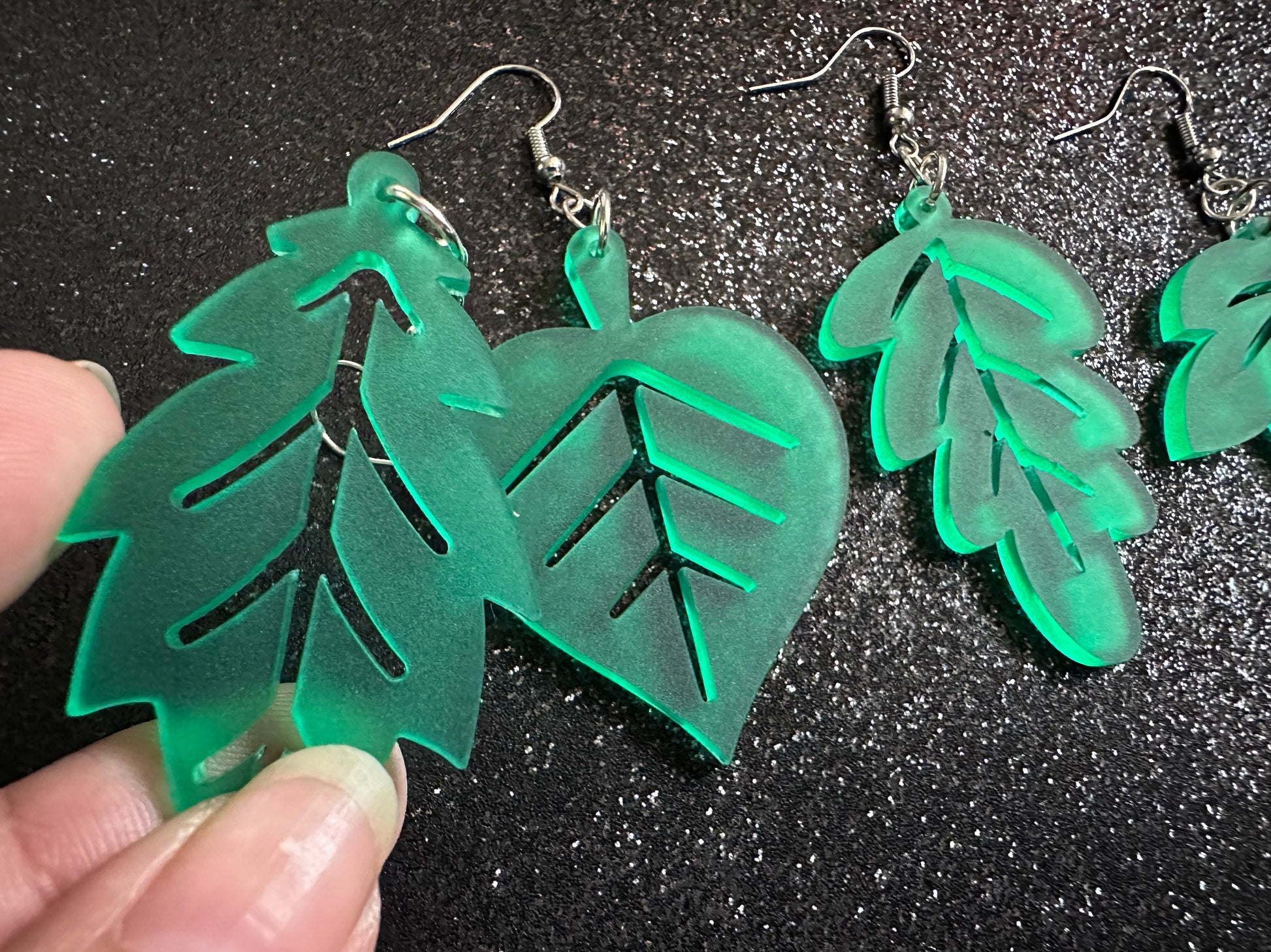 Leaf Earrings: Laser Cut Acrylic Leaves, Fall Leaves, Autumn Foliage, Green Earrings, Maple Leaf, Plants, Best Gifts for Her/Him/Them