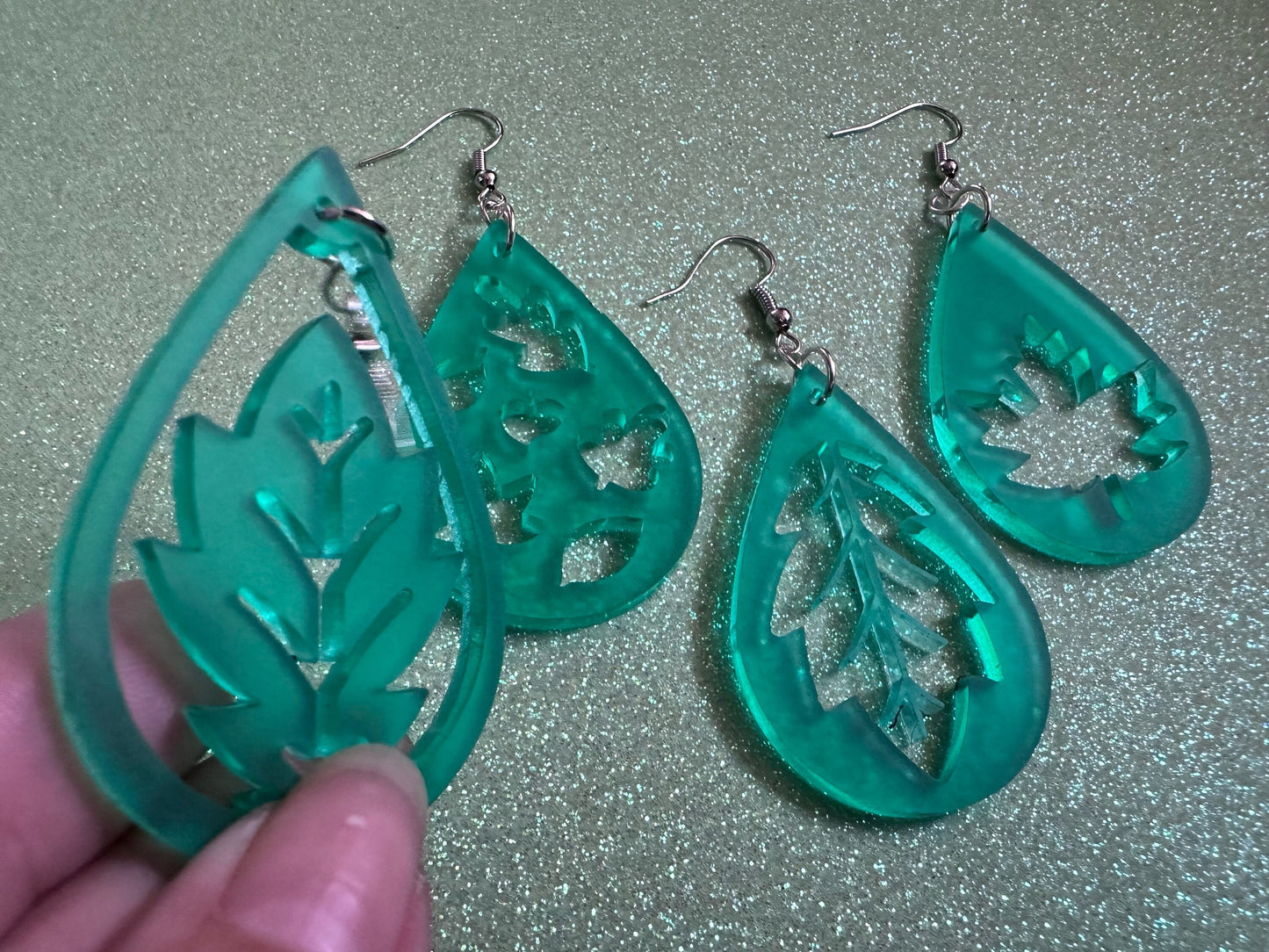 Leaf Earrings: Laser Cut Acrylic Leaves, Fall Leaves, Autumn Foliage, Green Earrings, Maple Leaf, Plants, Best Gifts for Her/Him/Them