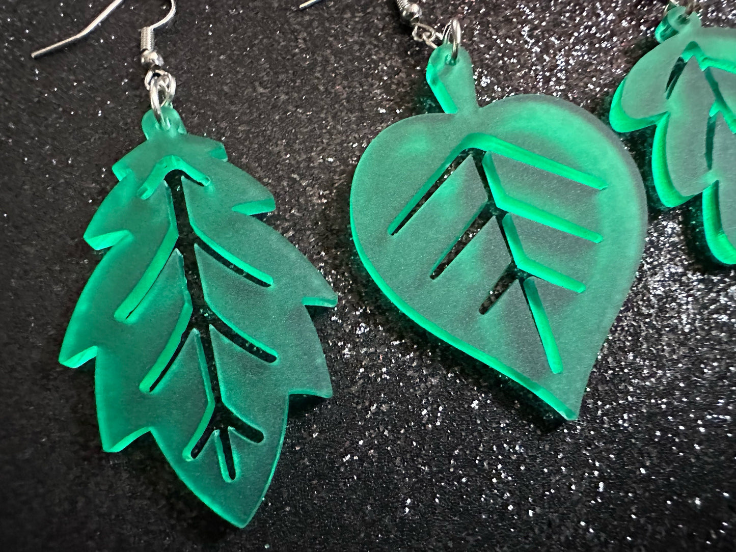 Leaf Earrings: Laser Cut Acrylic Leaves, Fall Leaves, Autumn Foliage, Green Earrings, Maple Leaf, Plants, Best Gifts for Her/Him/Them