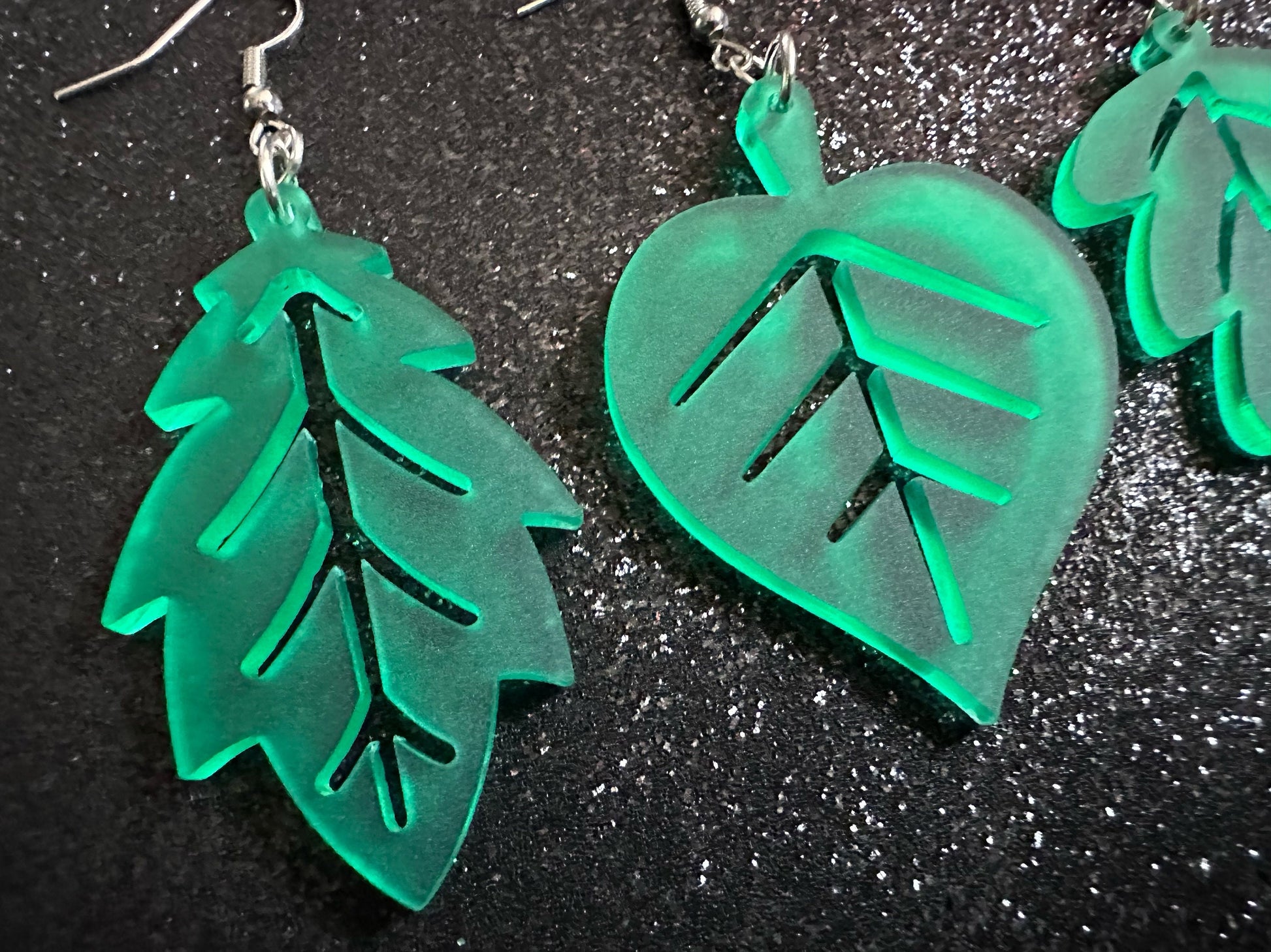Leaf Earrings: Laser Cut Acrylic Leaves, Fall Leaves, Autumn Foliage, Green Earrings, Maple Leaf, Plants, Best Gifts for Her/Him/Them