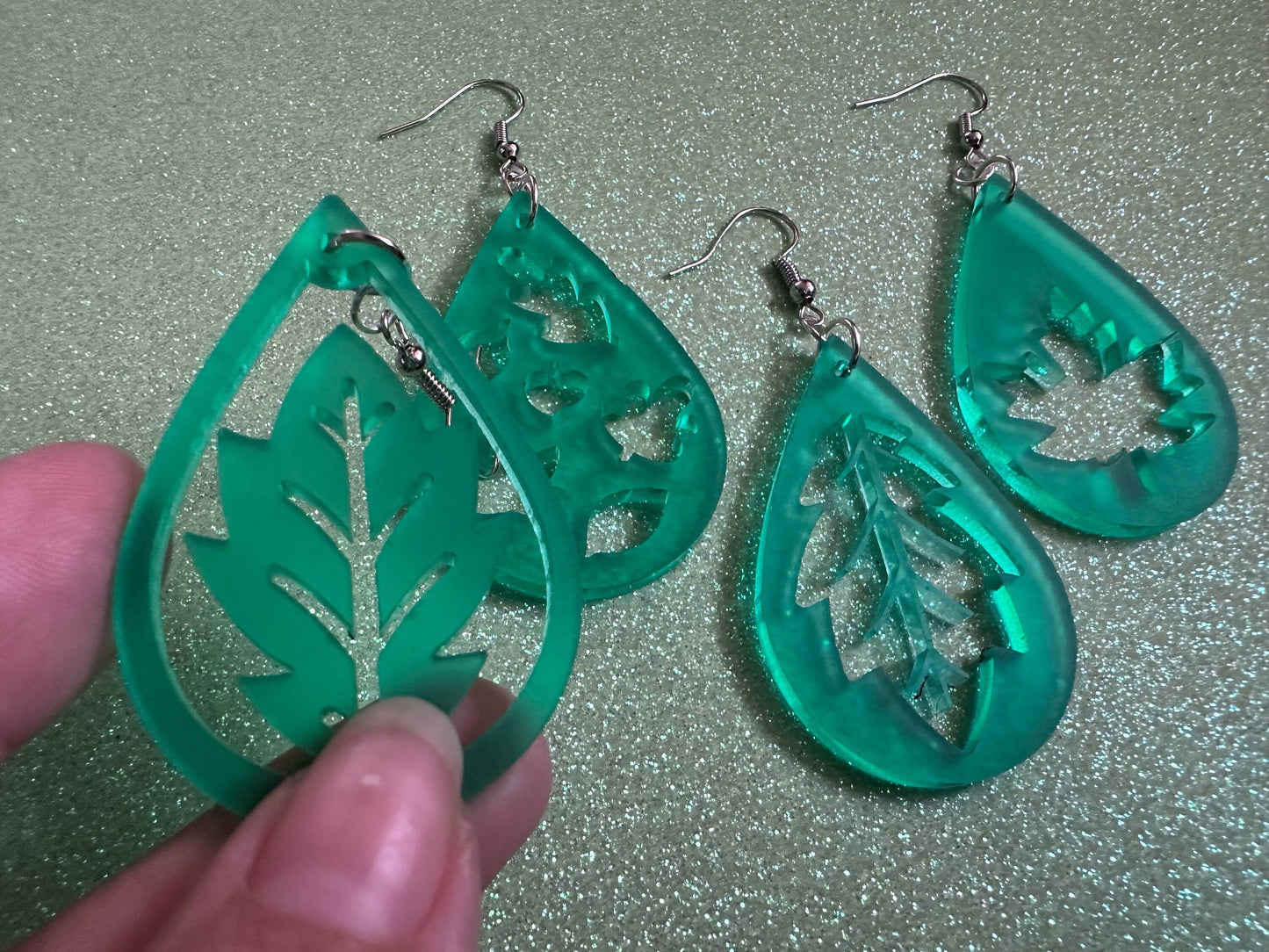 Leaf Earrings: Laser Cut Acrylic Leaves, Fall Leaves, Autumn Foliage, Green Earrings, Maple Leaf, Plants, Best Gifts for Her/Him/Them