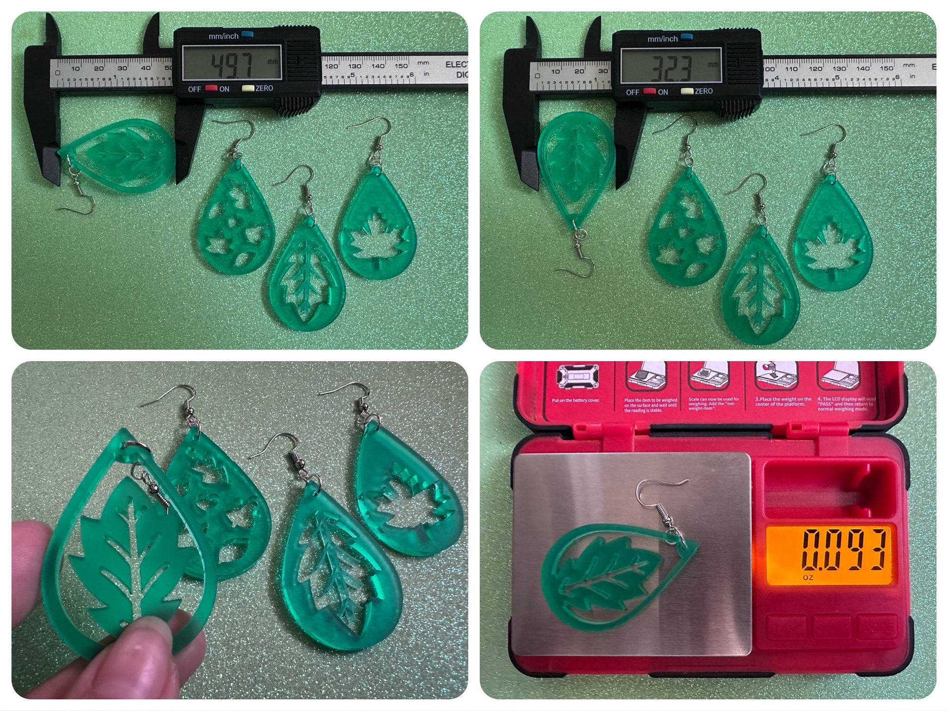 Leaf Earrings: Laser Cut Acrylic Leaves, Fall Leaves, Autumn Foliage, Green Earrings, Maple Leaf, Plants, Best Gifts for Her/Him/Them