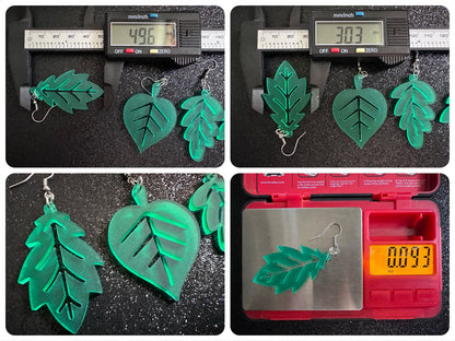 Leaf Earrings: Laser Cut Acrylic Leaves, Fall Leaves, Autumn Foliage, Green Earrings, Maple Leaf, Plants, Best Gifts for Her/Him/Them