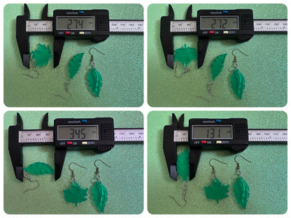 Leaf Earrings: Laser Cut Acrylic Leaves, Fall Leaves, Autumn Foliage, Green Earrings, Maple Leaf, Plants, Best Gifts for Her/Him/Them